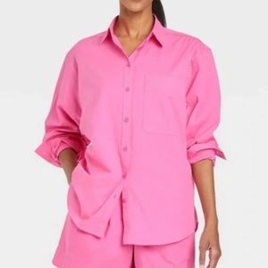 a new day | pink long sleeve button down
